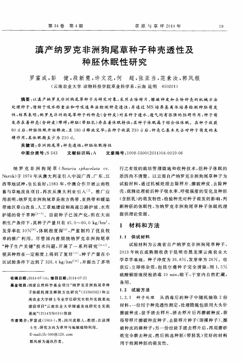 滇产纳罗克非洲狗尾草种子种壳透性及种胚休眠性研究