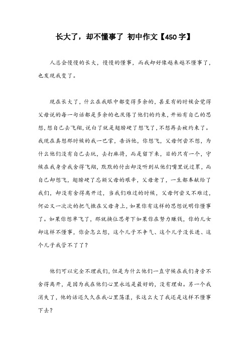 长大了,却不懂事了 初中作文【450字】