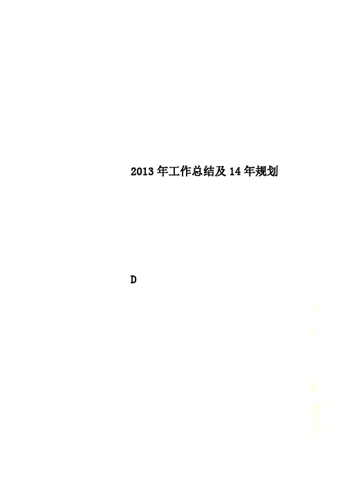 2013年工作总结及14年规划