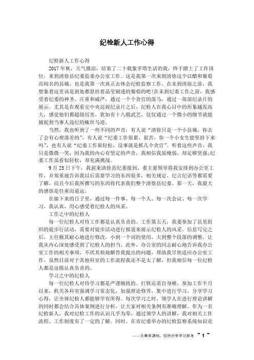 纪检新人工作心得