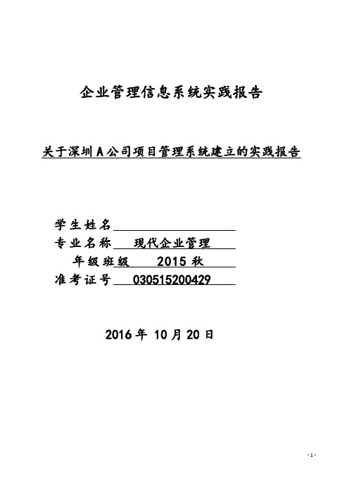 企业管理信息系统实践报告