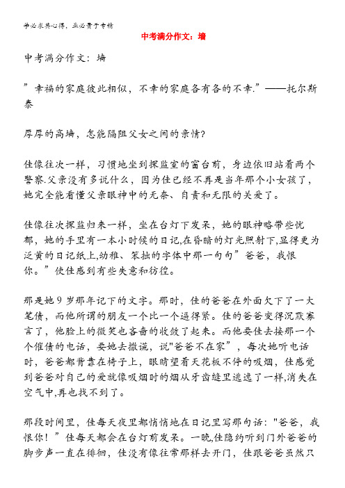 中考语文满分作文 墙