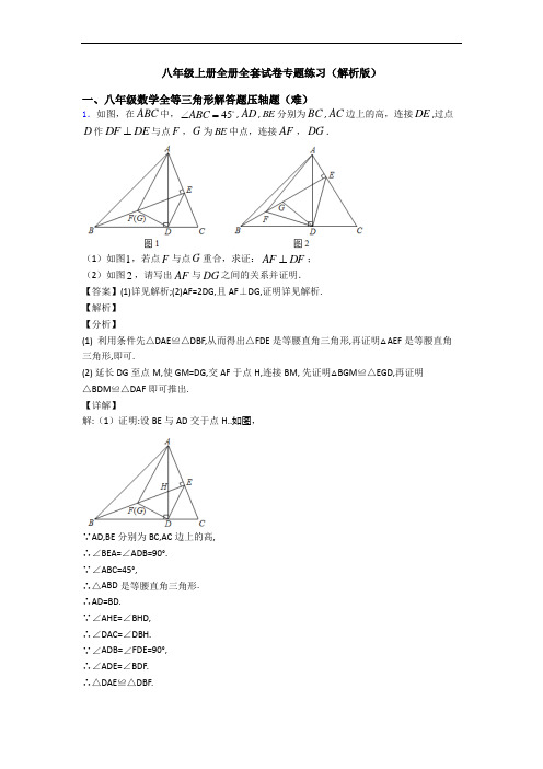 八年级上册全册全套试卷专题练习(解析版)