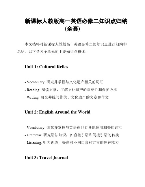 新课标人教版高一英语必修二知识点归纳(全套)