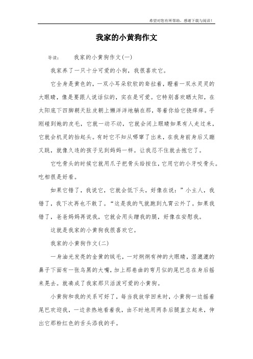 我家的小黄狗作文