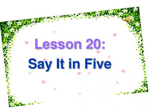 冀教版九年级英语全一册《nit 4 Stories and Poems  Lesson 20 Say It in Five》优质课课件_3