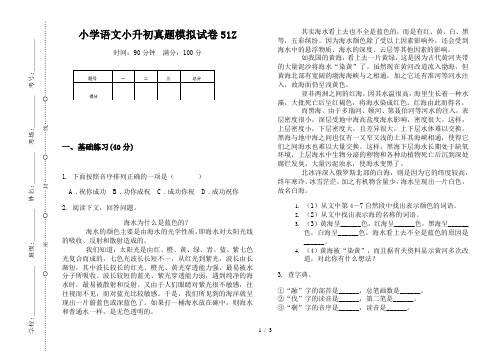 【小学教育】2019最新小学语文小升初真题模拟试卷51Z—8K可直接打印