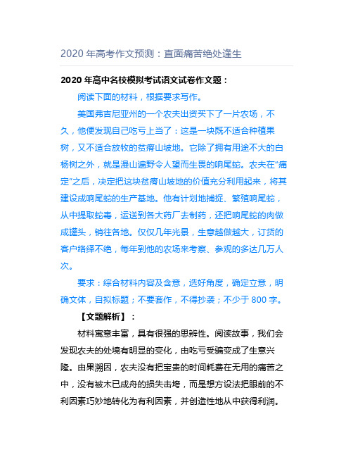 年高考作文预测：直面痛苦绝处逢生