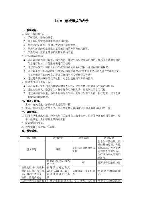 溶液组成的表示