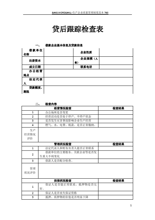 贷后跟踪检查表(定)