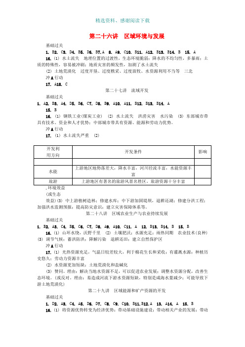 高中地理主题10区域可持续发展参考答案新人教版