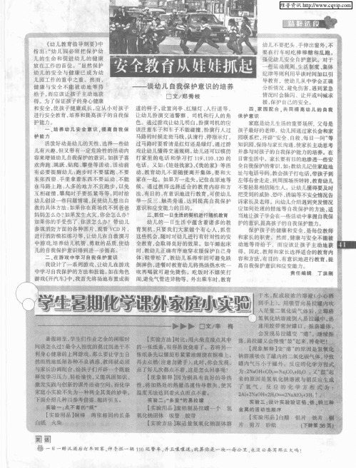 学生暑期化学课外家庭小实验