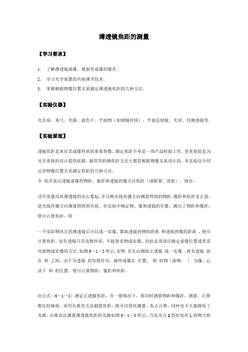 薄透镜焦距测定