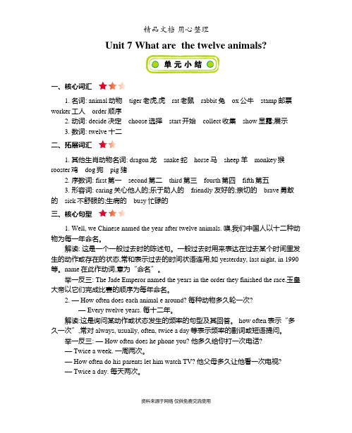 北京课改版六年级上册小学英语 Unit 7 单元知识点小结