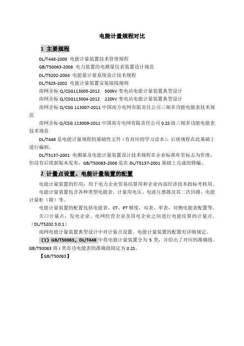 电能计量规程对比