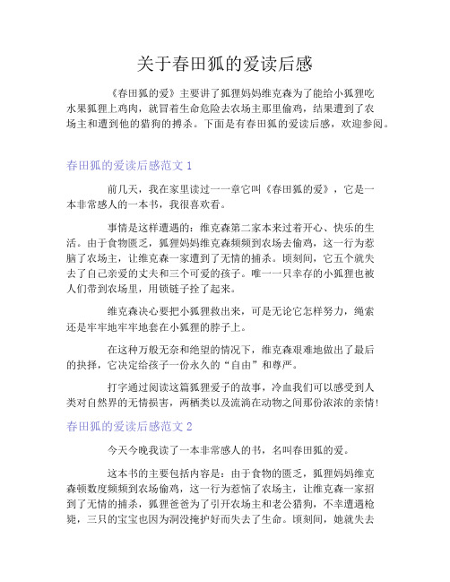 关于春田狐的爱读后感