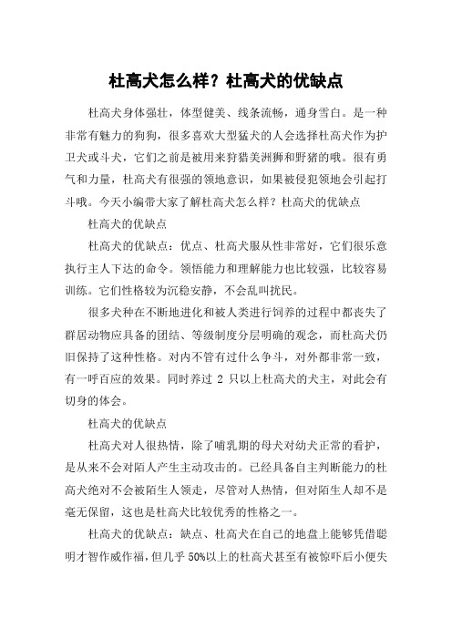 杜高犬怎么样？杜高犬的优缺点