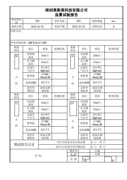 盐雾试验报告范本00