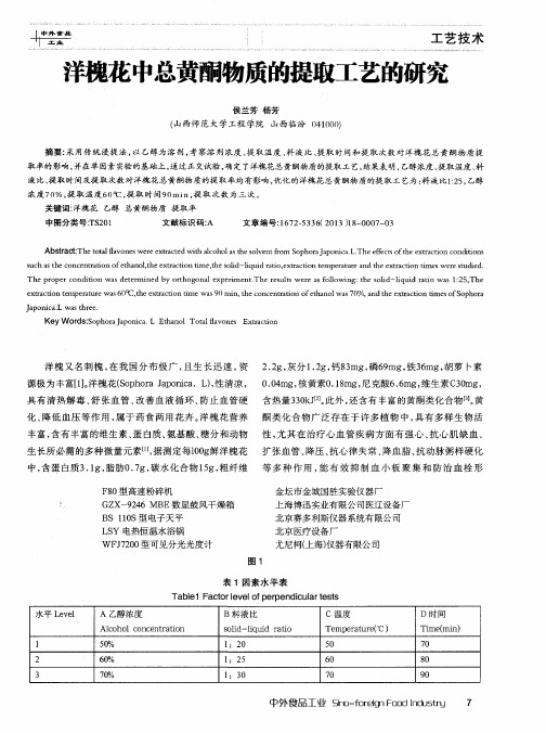 洋槐花中总黄酮物质的提取工艺的研究