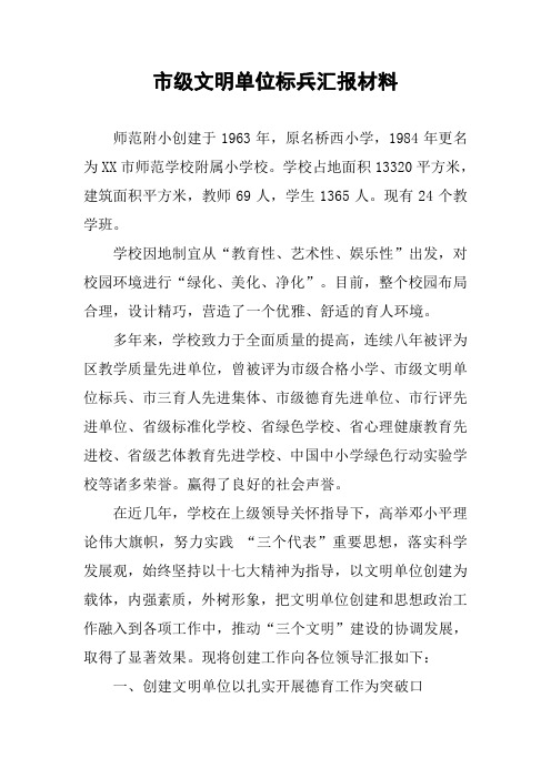 市级文明单位标兵汇报材料