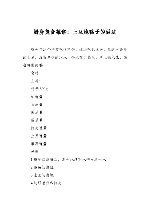 厨房美食菜谱：土豆炖鸭子的做法