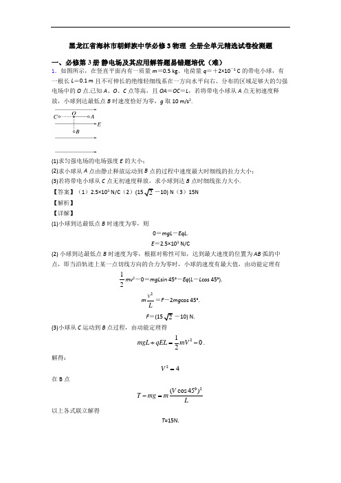 黑龙江省海林市朝鲜族中学必修3物理 全册全单元精选试卷检测题