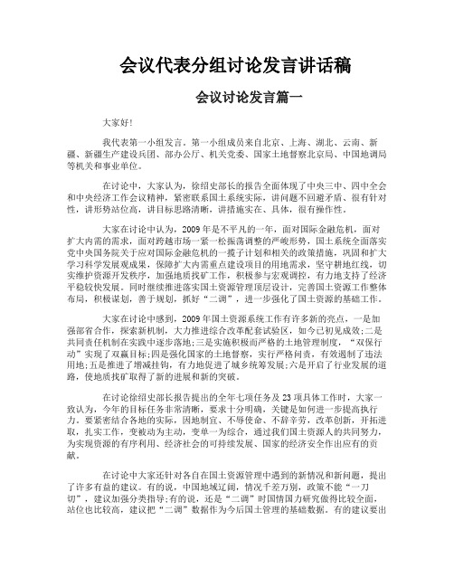 会议代表分组讨论发言讲话稿