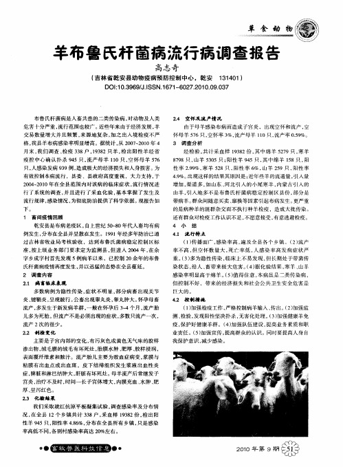 羊布鲁氏杆菌病流行病调查报告