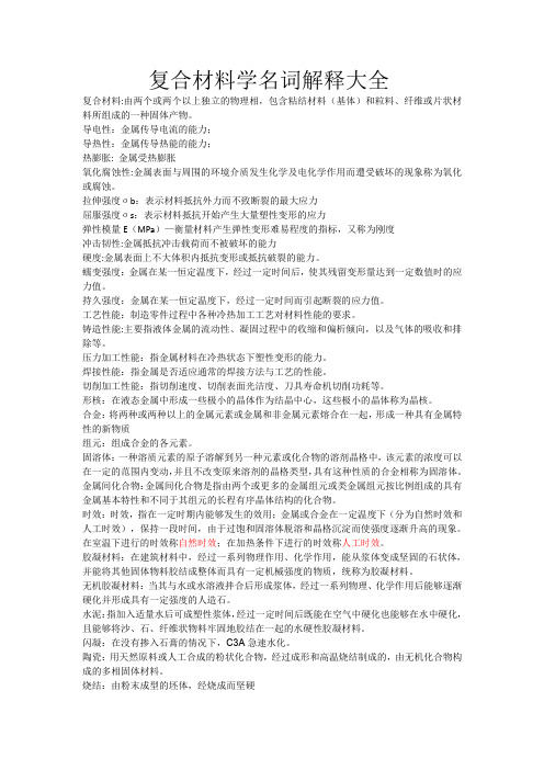 复合材料学名词解释大全