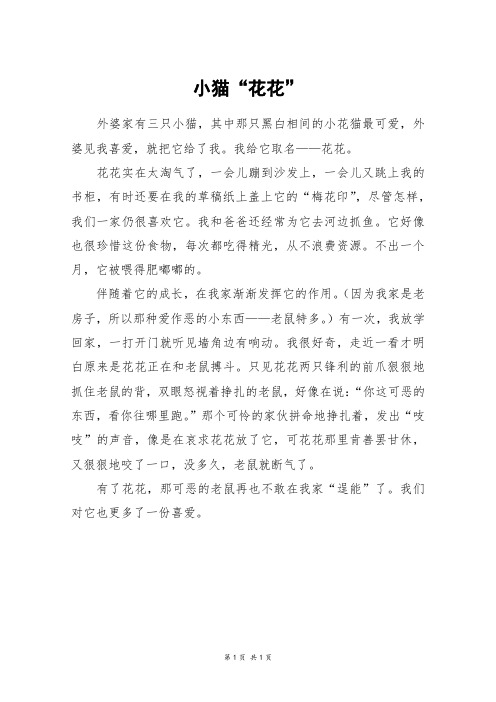 小猫“花花”_四年级作文