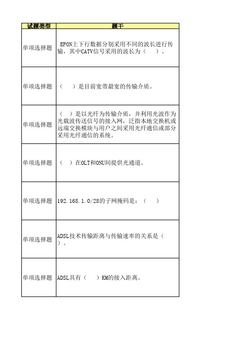 装维类试题(一级)(9.8)