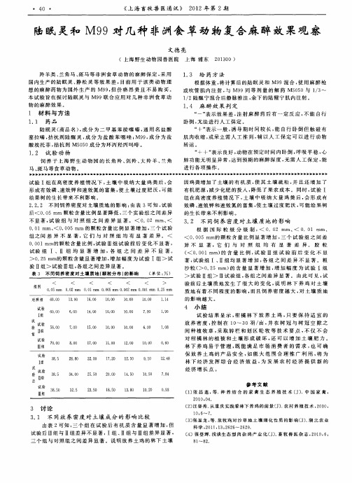 陆眠灵和M99对几种非洲食草动物复合麻醉效果观察