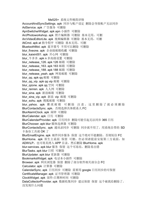 Me525+系统程序精简列表