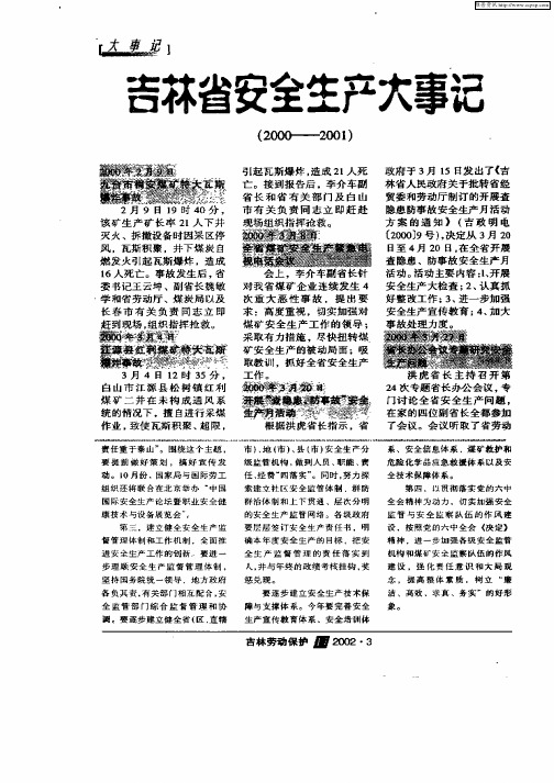 吉林省安全生产大事记