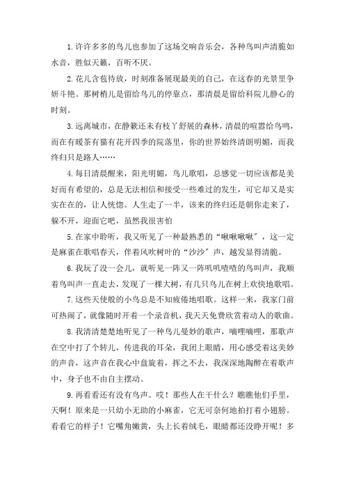 早晨醒来听到鸟叫声的句子
