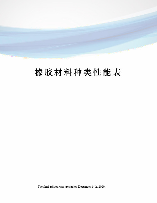 橡胶材料种类性能表