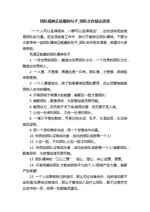 团队精神正能量的句子_团队合作励志语录