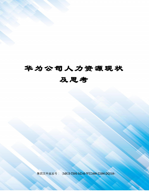 华为公司人力资源现状及思考