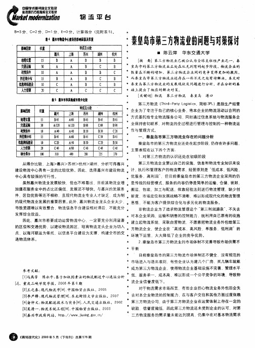 秦皇岛市第三方物流业的问题与对策探讨