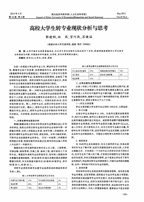 高校大学生转专业现状分析与思考