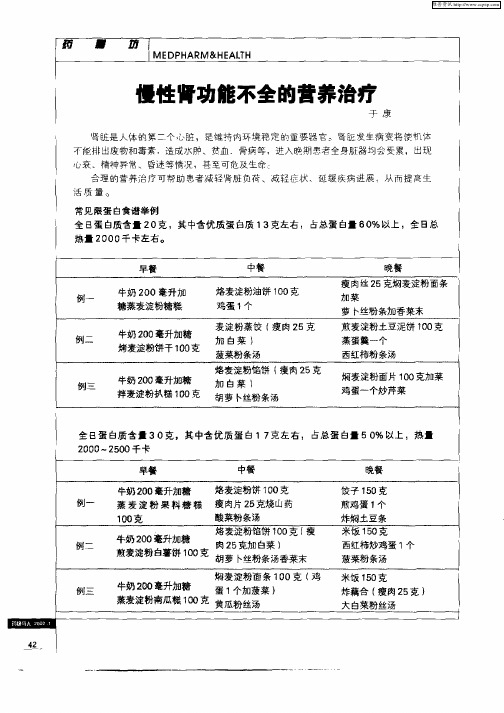 慢性肾功能不全的营养治疗