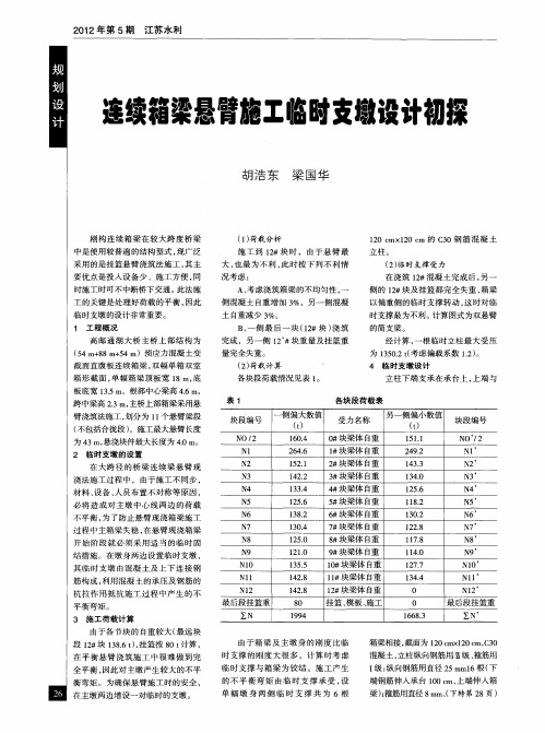 连续箱梁悬臂施工临时支墩设计初探
