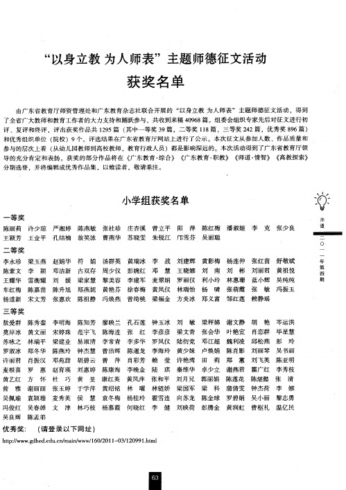 “以身立教为人师表”主题师德征文活动获奖名单