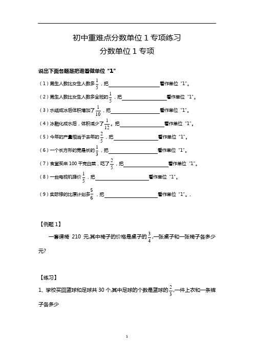 分数单位1专项精选题目精练合集