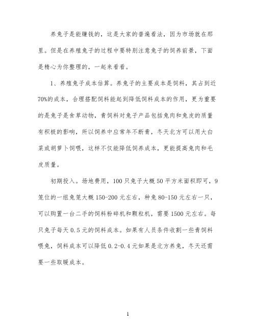 饲养兔子赚钱吗