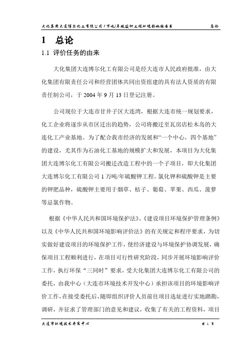 大化集团大连博尔化工有限公司1万吨年硫酸钾工程环境影响报告书