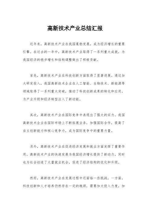 高新技术产业总结汇报