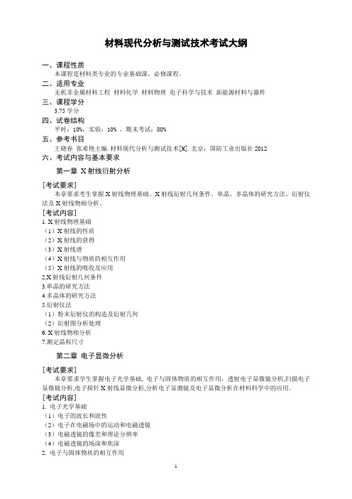 材料现代分析与测试技术  考核方式