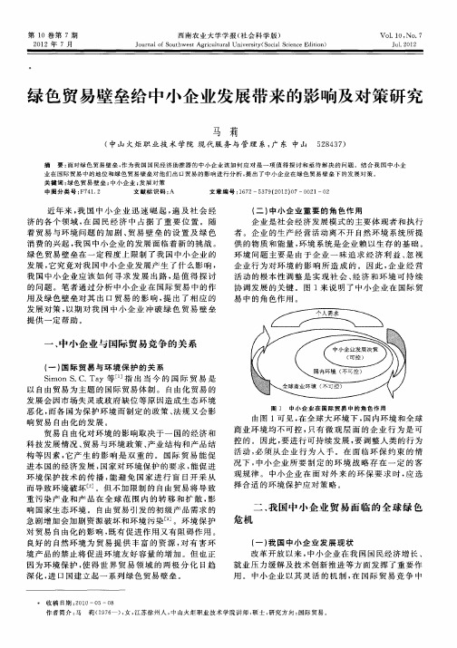 绿色贸易壁垒给中小企业发展带来的影响及对策研究