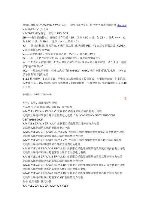 电力电缆选型